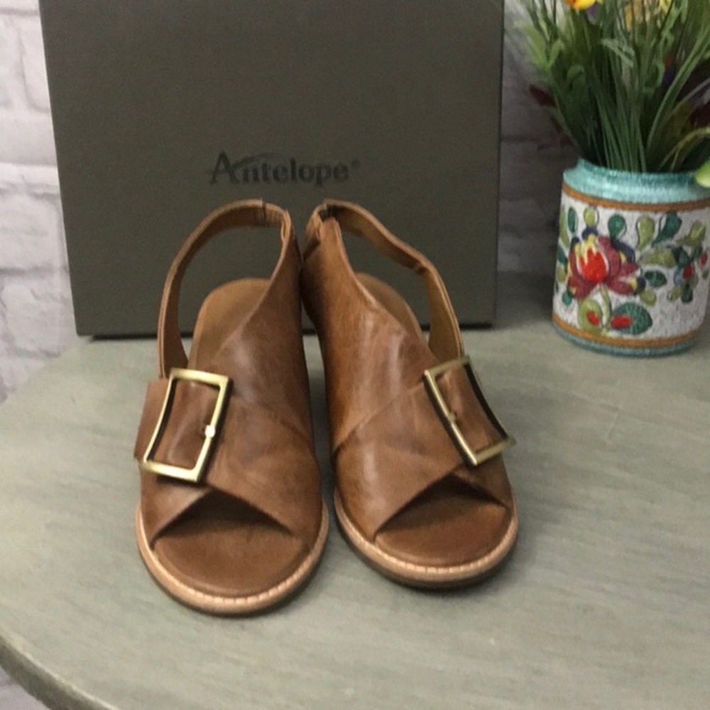 Antelope 505 Taupe Buckle Sling Leather Sandals EU 37,  (6-6.5 US)